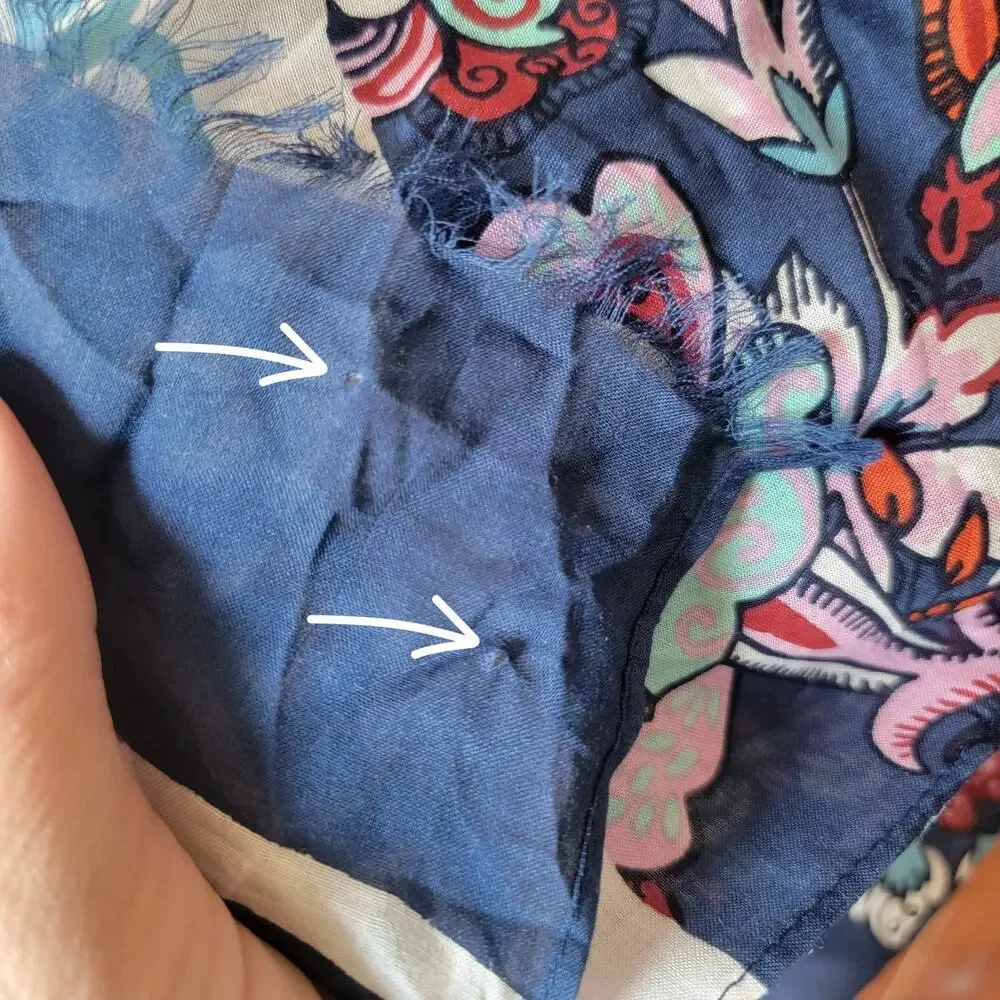 NWT Talbots Blue Floral‎ Scarf 100% Modal Pink Aqua Orange Vibrant Print Fringe
